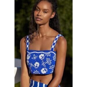 Celandine The Fiona Beaded Cami Top Size M Blue White